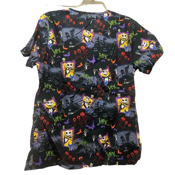 Disney Tim Burton's The nightmare before Christmas Halloween scrub top sz Small - Picture 2 of 5